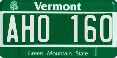 VT license plate AHO160