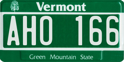VT license plate AHO166