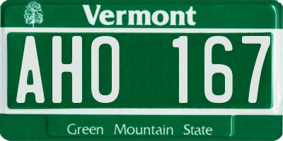 VT license plate AHO167