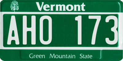 VT license plate AHO173