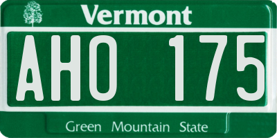 VT license plate AHO175