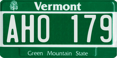 VT license plate AHO179