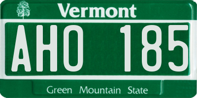VT license plate AHO185