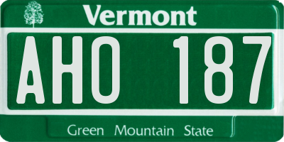 VT license plate AHO187