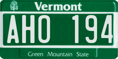 VT license plate AHO194