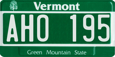 VT license plate AHO195
