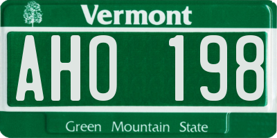 VT license plate AHO198