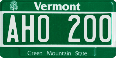 VT license plate AHO200