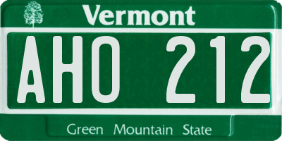 VT license plate AHO212