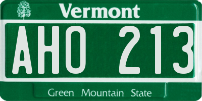 VT license plate AHO213