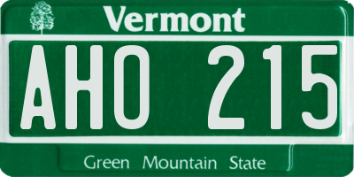 VT license plate AHO215