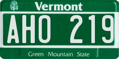 VT license plate AHO219