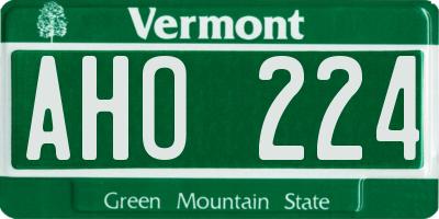 VT license plate AHO224