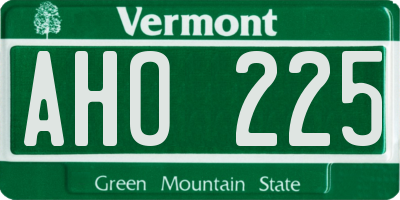 VT license plate AHO225