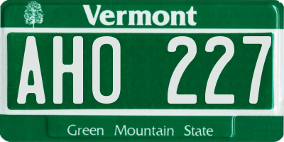 VT license plate AHO227