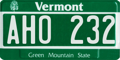 VT license plate AHO232
