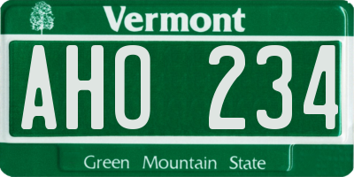 VT license plate AHO234