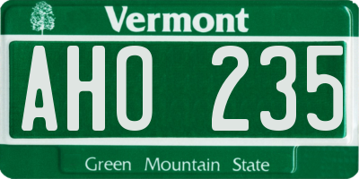 VT license plate AHO235