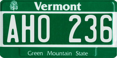 VT license plate AHO236