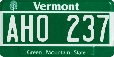 VT license plate AHO237