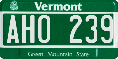 VT license plate AHO239