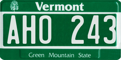VT license plate AHO243