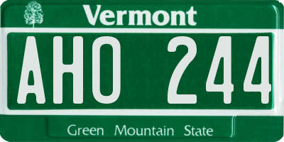 VT license plate AHO244