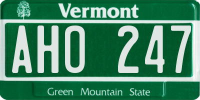 VT license plate AHO247