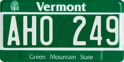 VT license plate AHO249