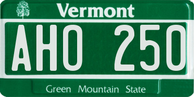 VT license plate AHO250