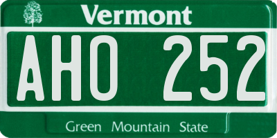 VT license plate AHO252