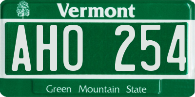 VT license plate AHO254