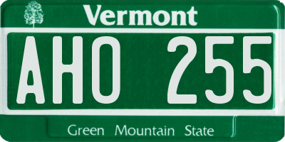 VT license plate AHO255