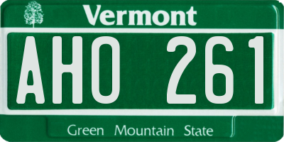 VT license plate AHO261