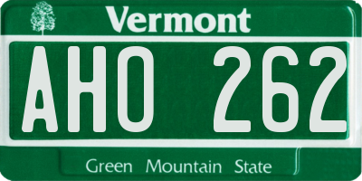 VT license plate AHO262
