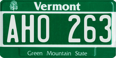 VT license plate AHO263