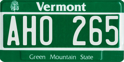 VT license plate AHO265