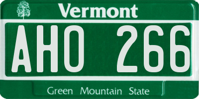 VT license plate AHO266