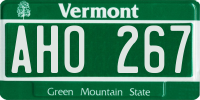 VT license plate AHO267