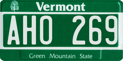 VT license plate AHO269