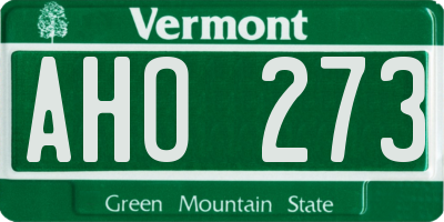 VT license plate AHO273
