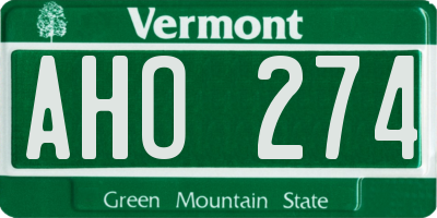 VT license plate AHO274