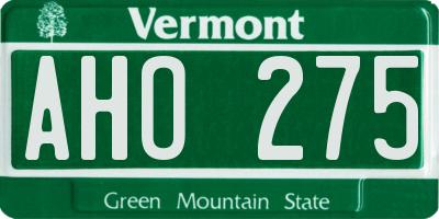 VT license plate AHO275