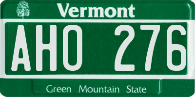 VT license plate AHO276