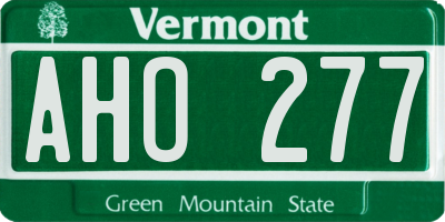 VT license plate AHO277