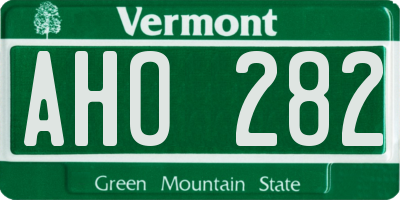 VT license plate AHO282