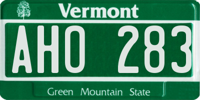 VT license plate AHO283