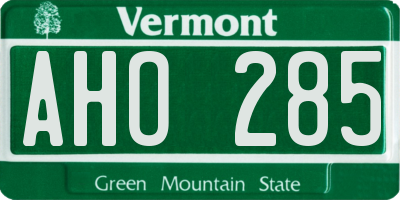 VT license plate AHO285