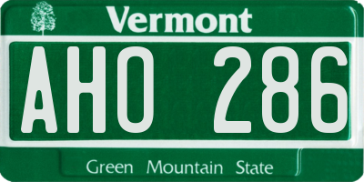 VT license plate AHO286