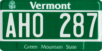 VT license plate AHO287